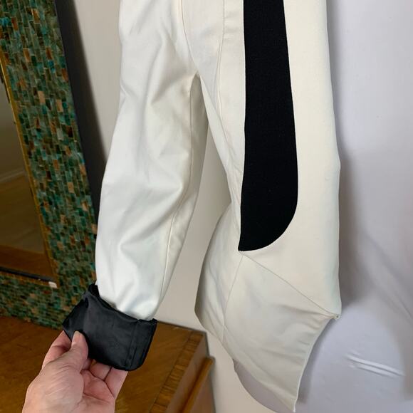 Vintage Size S Peplum Harriet Blazer Jacket White Black Collar Work Evening Twee - Picture 8 of 12